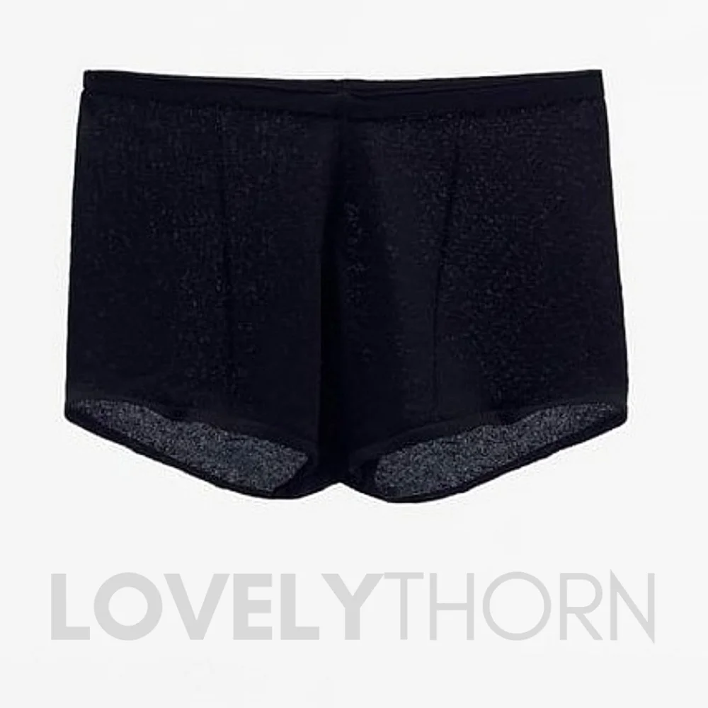 ZARA // black slightly frilled hem high elastic waist knit shorts